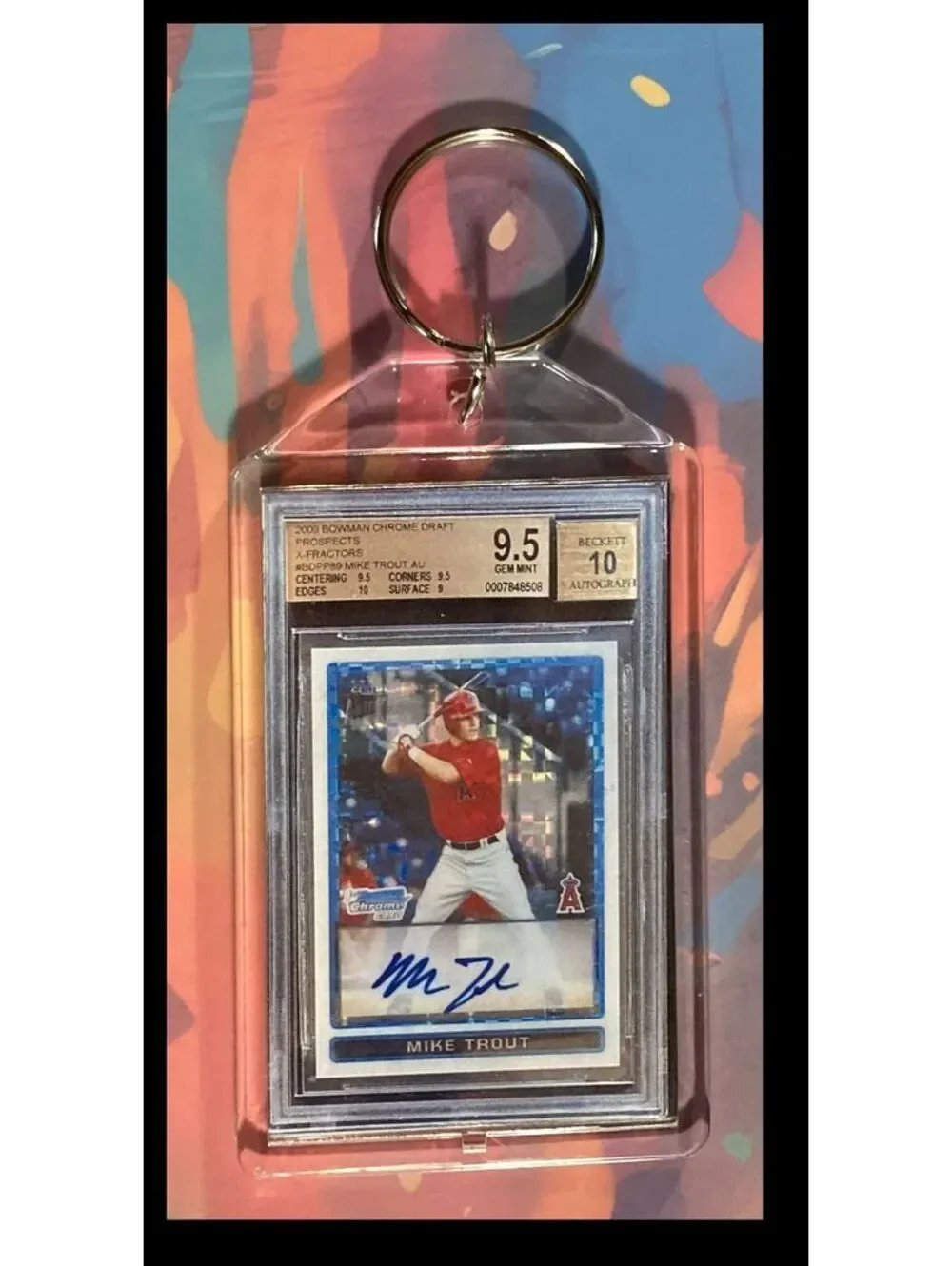 2984 Mike Trout 2009 Bowman Chrome Draft Rookie Auto Keychain-Gift